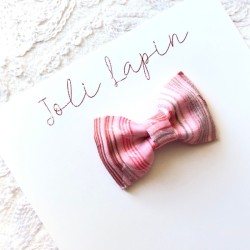Mini pink floral stripes bow