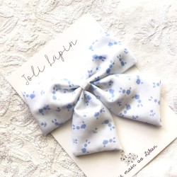Big white and blue floral bow