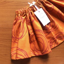 Printed orange linen skirt