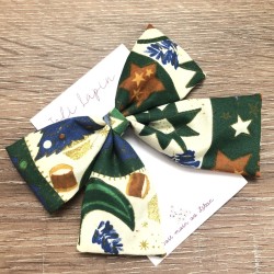 Big navy Christmas printed bow