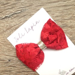 Classic gold and red lace bow