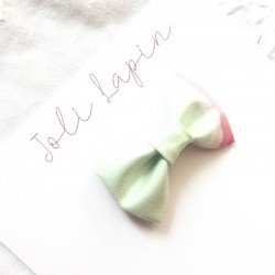 Mini green and red stripes bow
